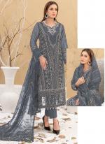 Faux Georgette Grey Festival Wear Embroidery Work Pakistani Suit